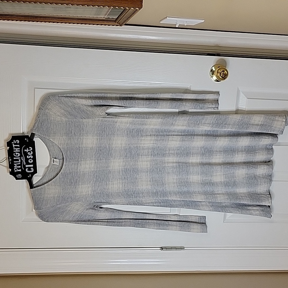 Old Navy XS Petite Dress Check Gray Beige